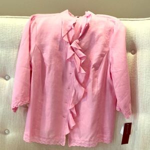 Jones New York pink linen blouse